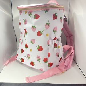 Kate Spade Strawberry Backpack Cooler Bag Insulated Pink White NWT kate spade | Bags | Kate Spade Pink Cadillac Backpack Purse  main image 2